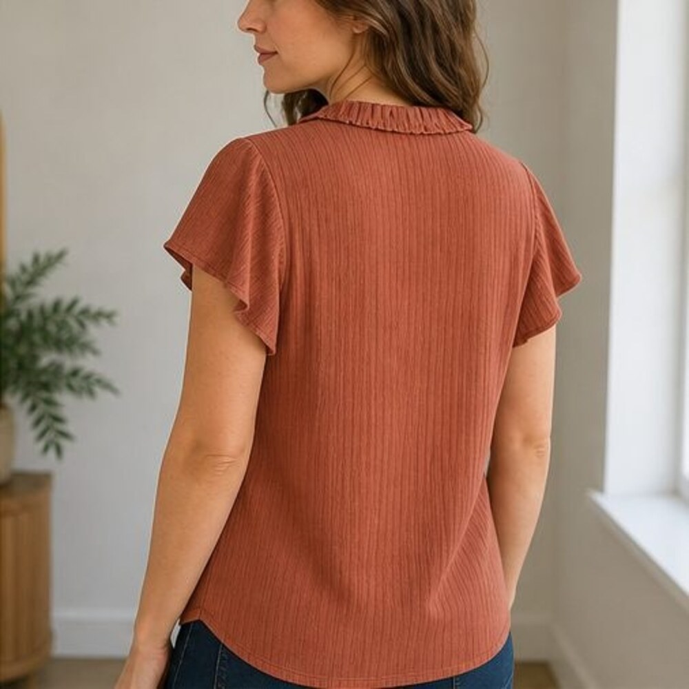 Rust Wrap Blouse - Picture 3 of 6
